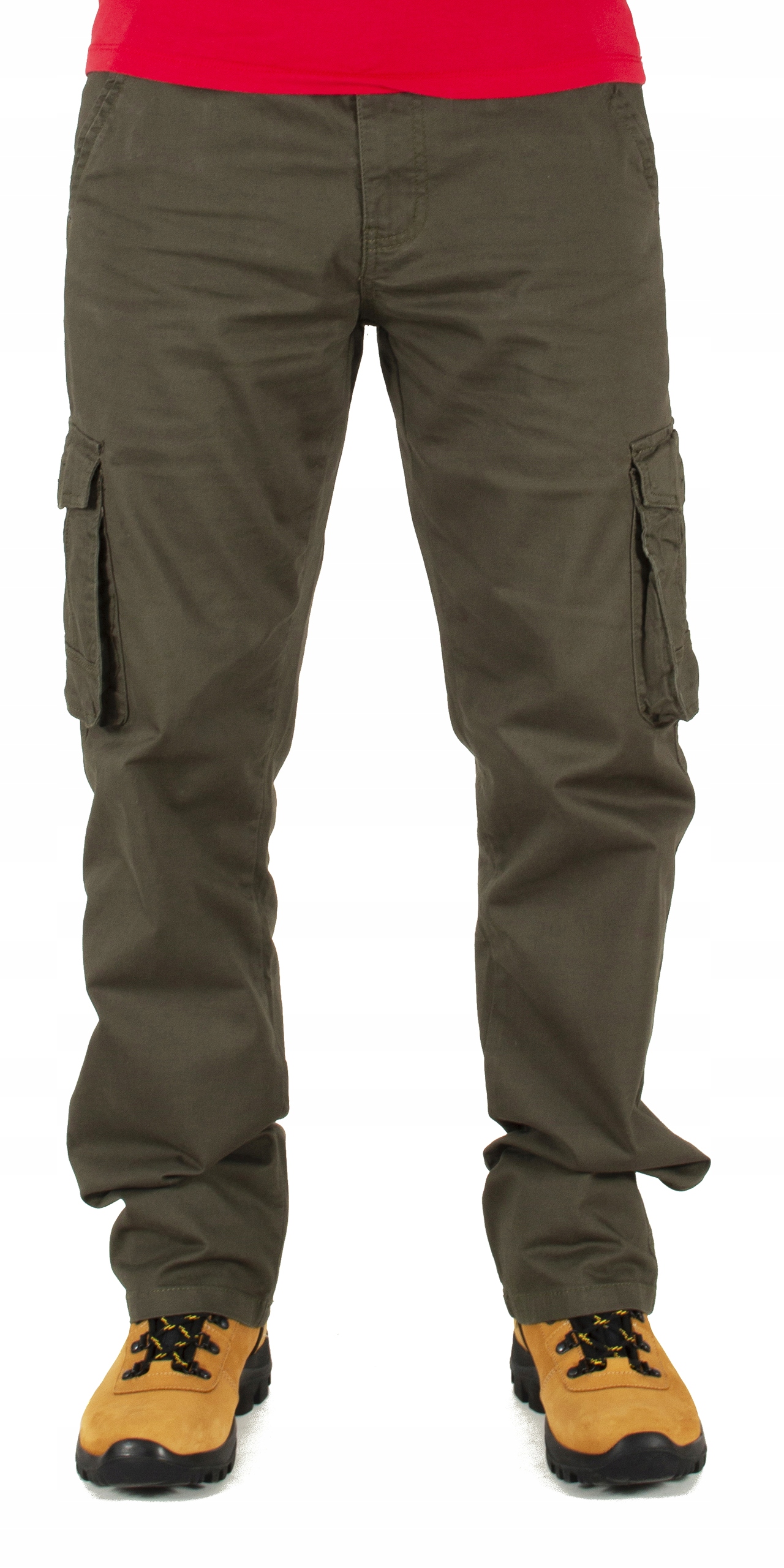 Spodnie męskie bojówki W:32 88 CM robocze oliwka Odcień oliwkowy