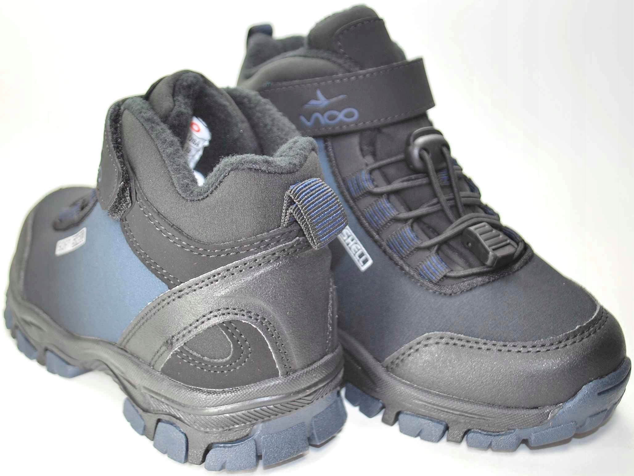 GRANATOWE ciepłe kozaki sportowe buty SOFTSHELL dla chłopca na rzep r 32 Kod producenta 23D38-3