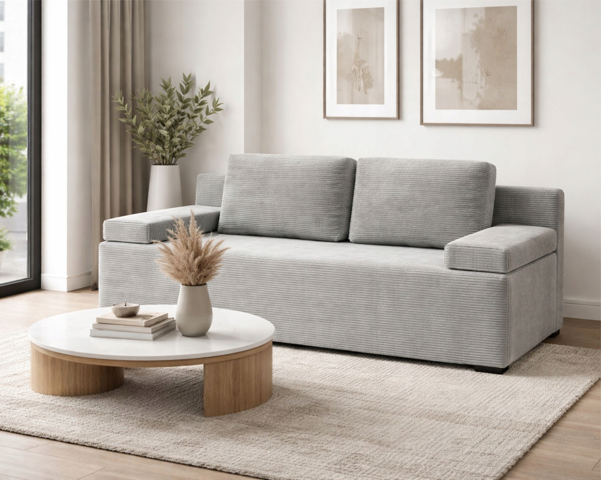 Sofa Rozkládací pohovka s funkcí spaní 140x200 kontejner na gauč Linea