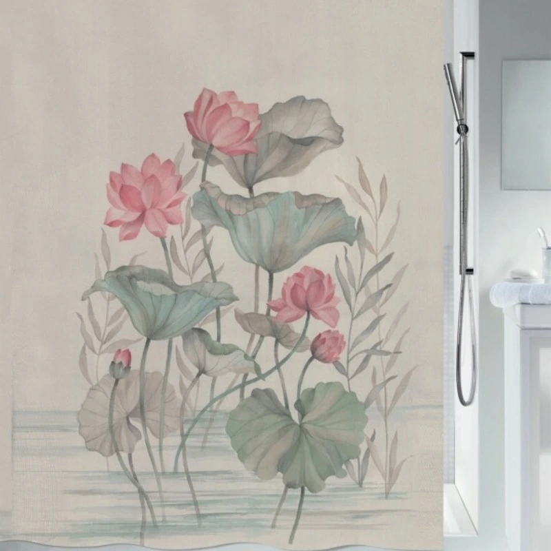 Spirella sprchový závěs Jaya, motiv květin, bílý, 180 x 200 cm, polyester