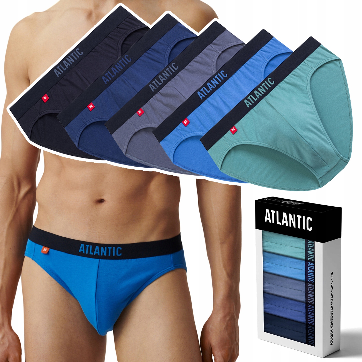 Pánské slipy 5 Par sportovní Bavlněné slipy Atlantic 5SMP-004 XXL