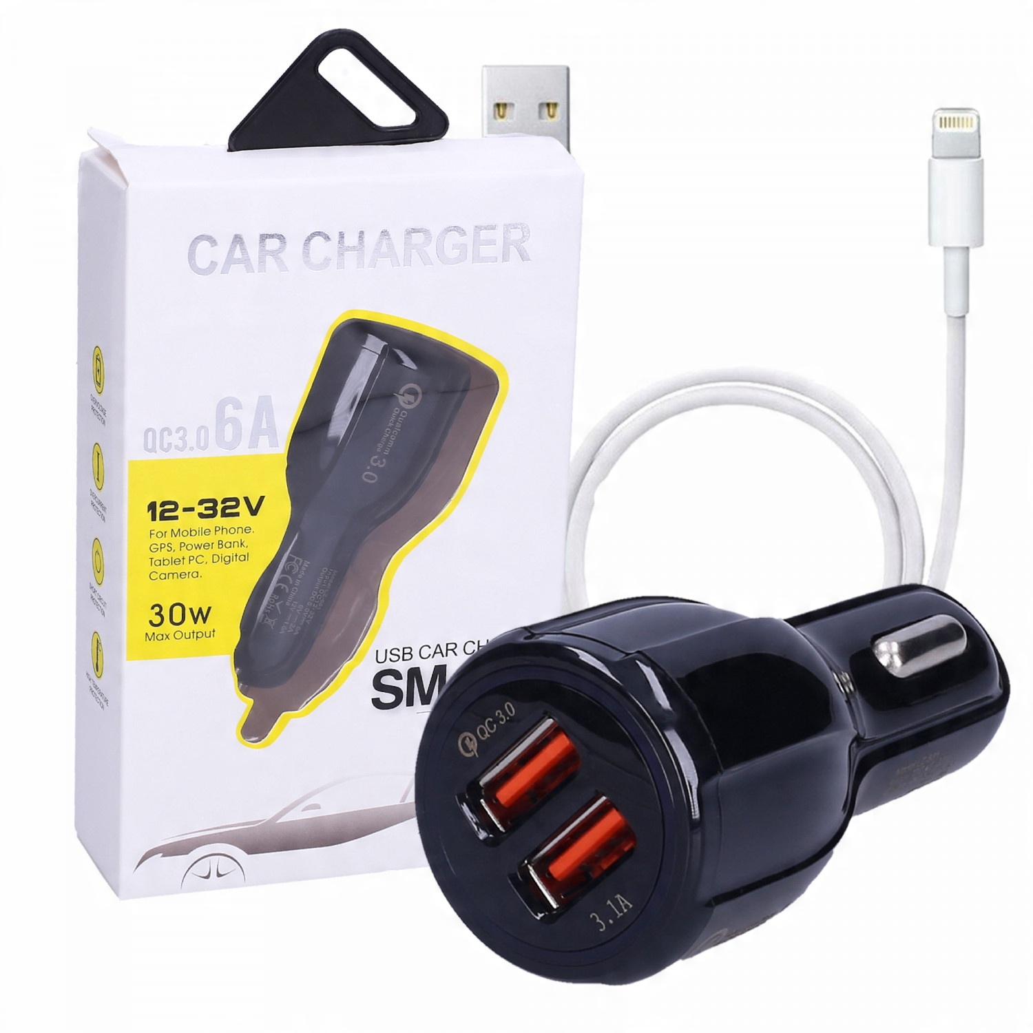 

Ładowarka Samochodowa 2xUSB+KABEL Iphone 6 7 8 X