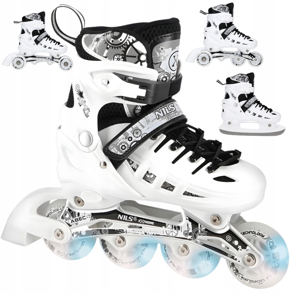 Hokejové Brusle Nastavitelné kolečkové brusle Svítící Led kolečka pro děti 4v1 39-42