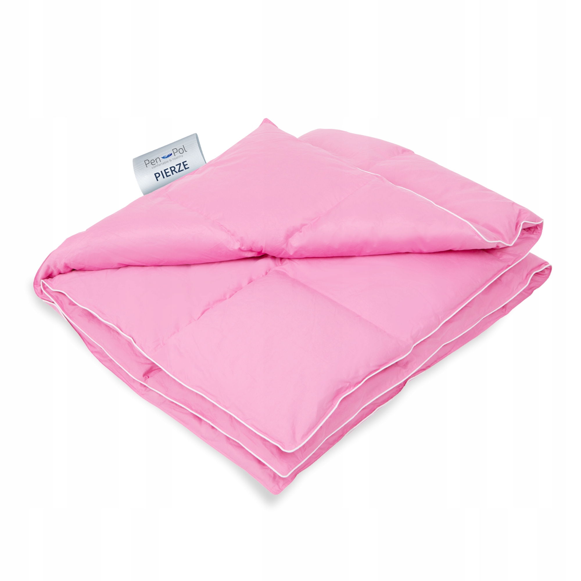 Přikrývka 140x200 s peřím 90% Peří Standard, celoroční, 100% Bavlna růžová