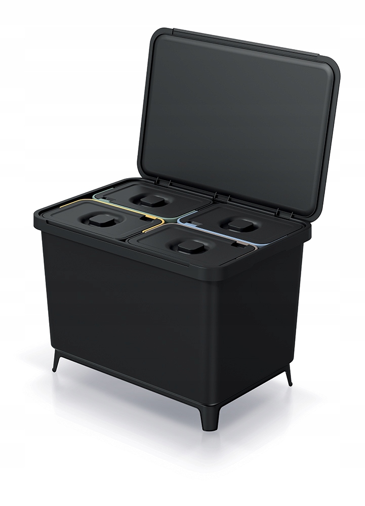 Levně Odpadkový koš Systema -obejm: 4x10 l, barva: recyklovaná černá