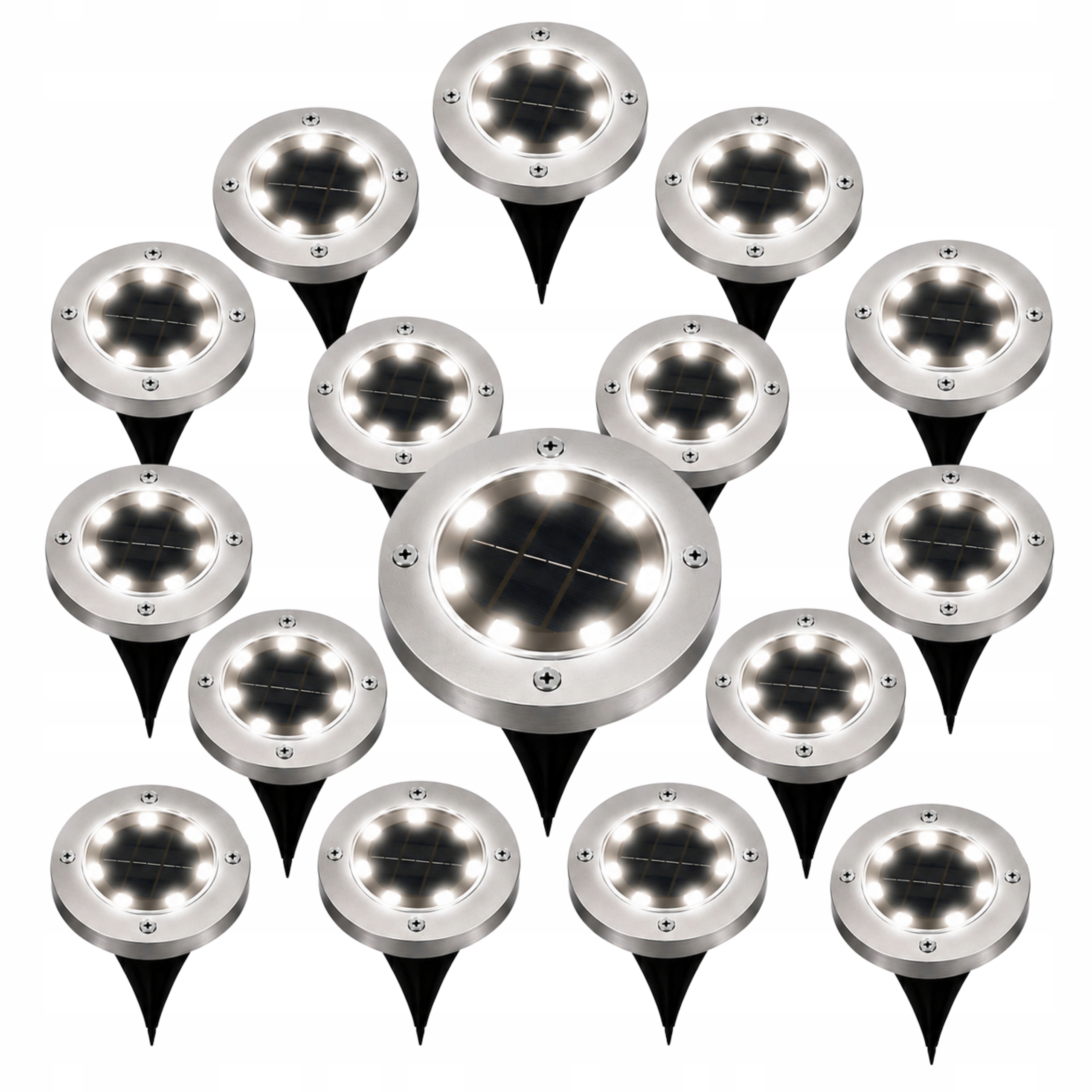 Lampa Solarna Ogrodowa Najazdowa Gruntowa Czujnik Zmierzchu Lampka 16 Szt