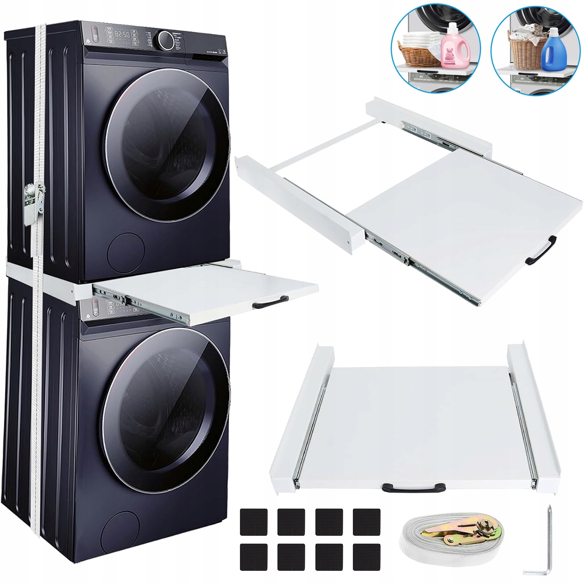 Łącznik Pralki Suszarką Z Paskami I Wysuwaną Półką 6M Liny Uniwersalny