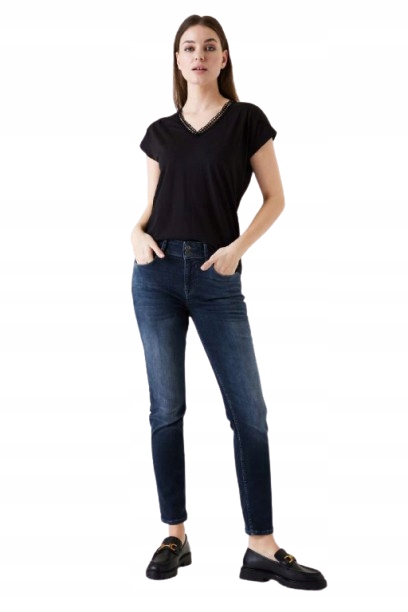 Gracia Tmavě Modré Úzké Nohavice Džíny S Vysokým Pasem W28 L30 6BA