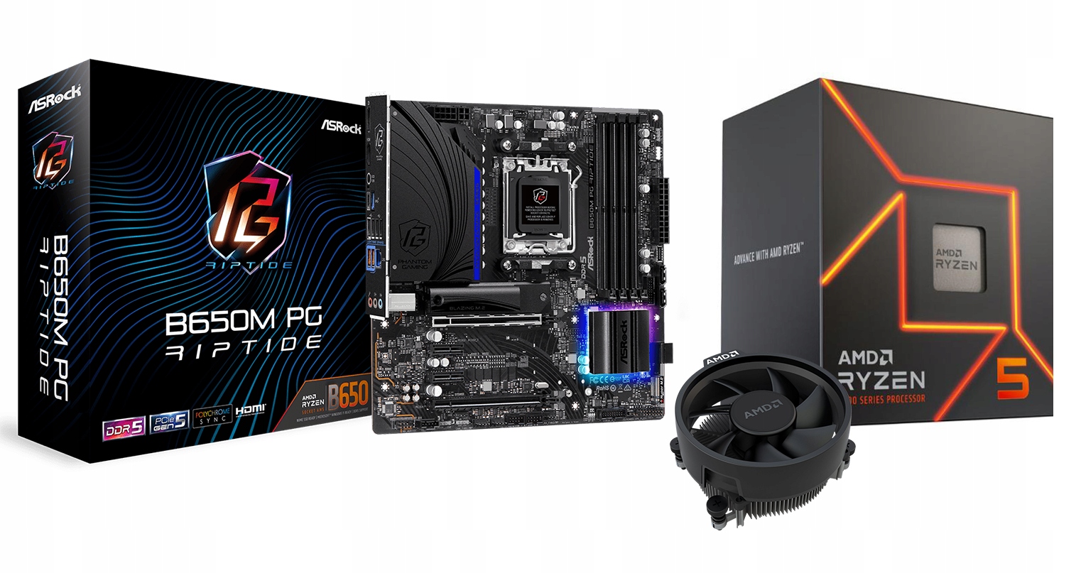 Zestaw Amd Ryzen 5 7600 ASRock B650M Pg Riptide