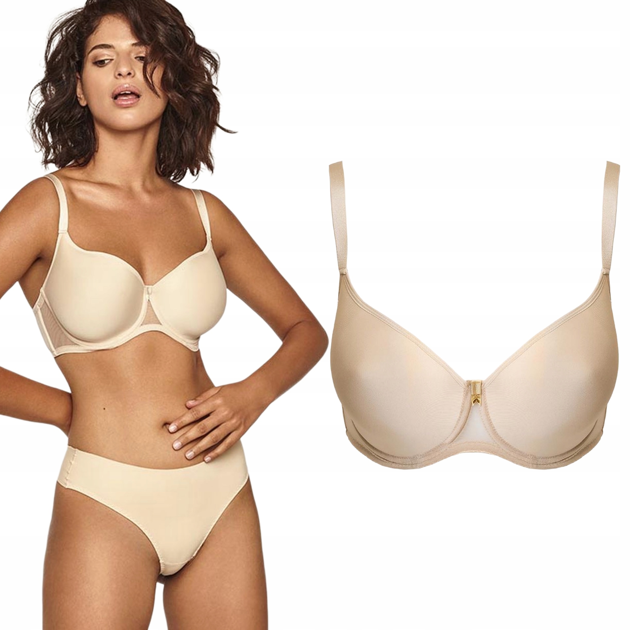 Dalia Spacer K17 beżowy usztywniany biustonosz gładki 85E