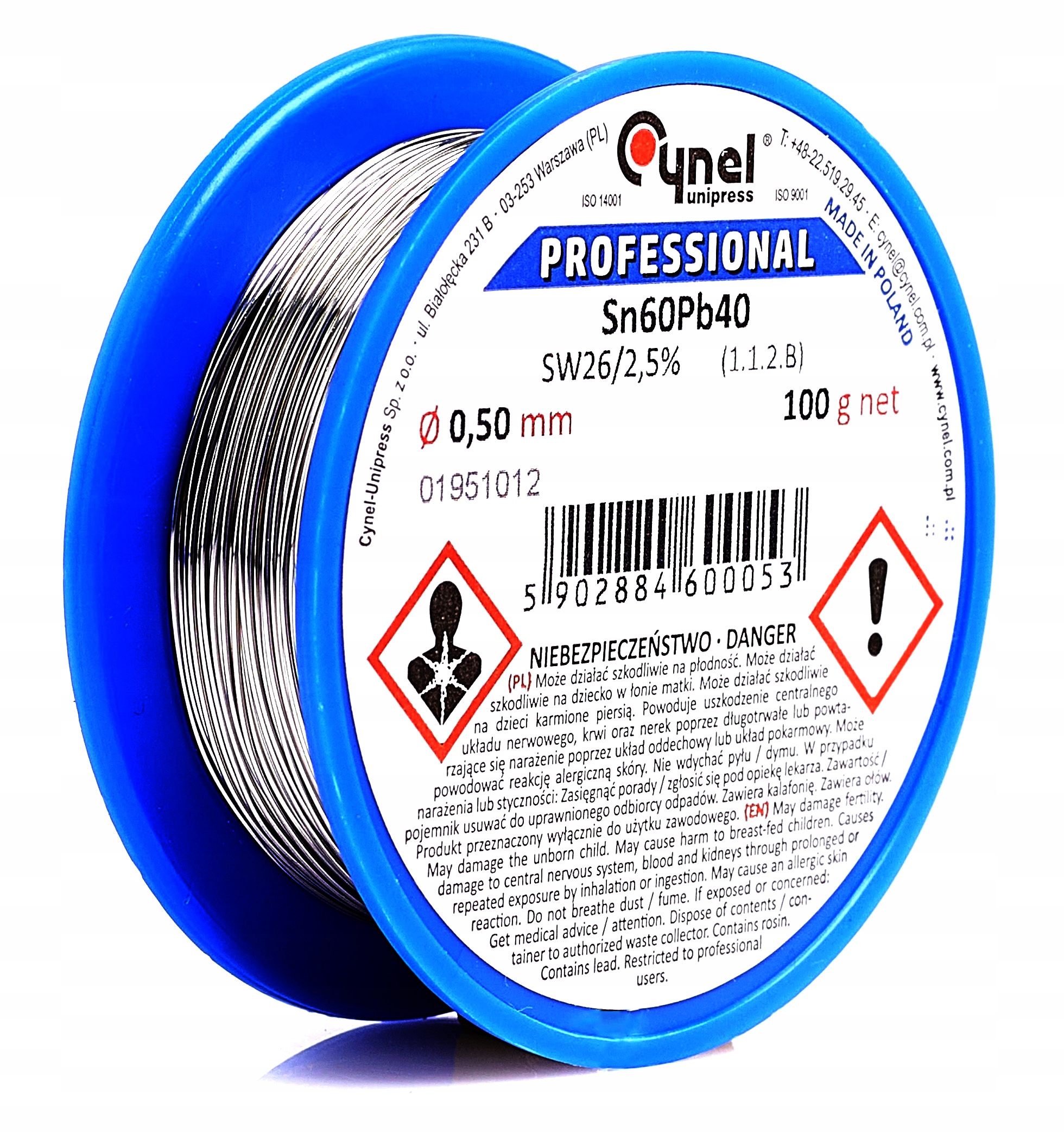 Cyna CYNEL Sn60Pb40 SW26 Professional 100g 0,50mm