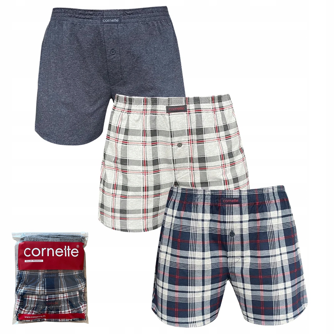 Pánské Boxerky Cornette Comfort bavlněné Šortky Volné 3 Páry L