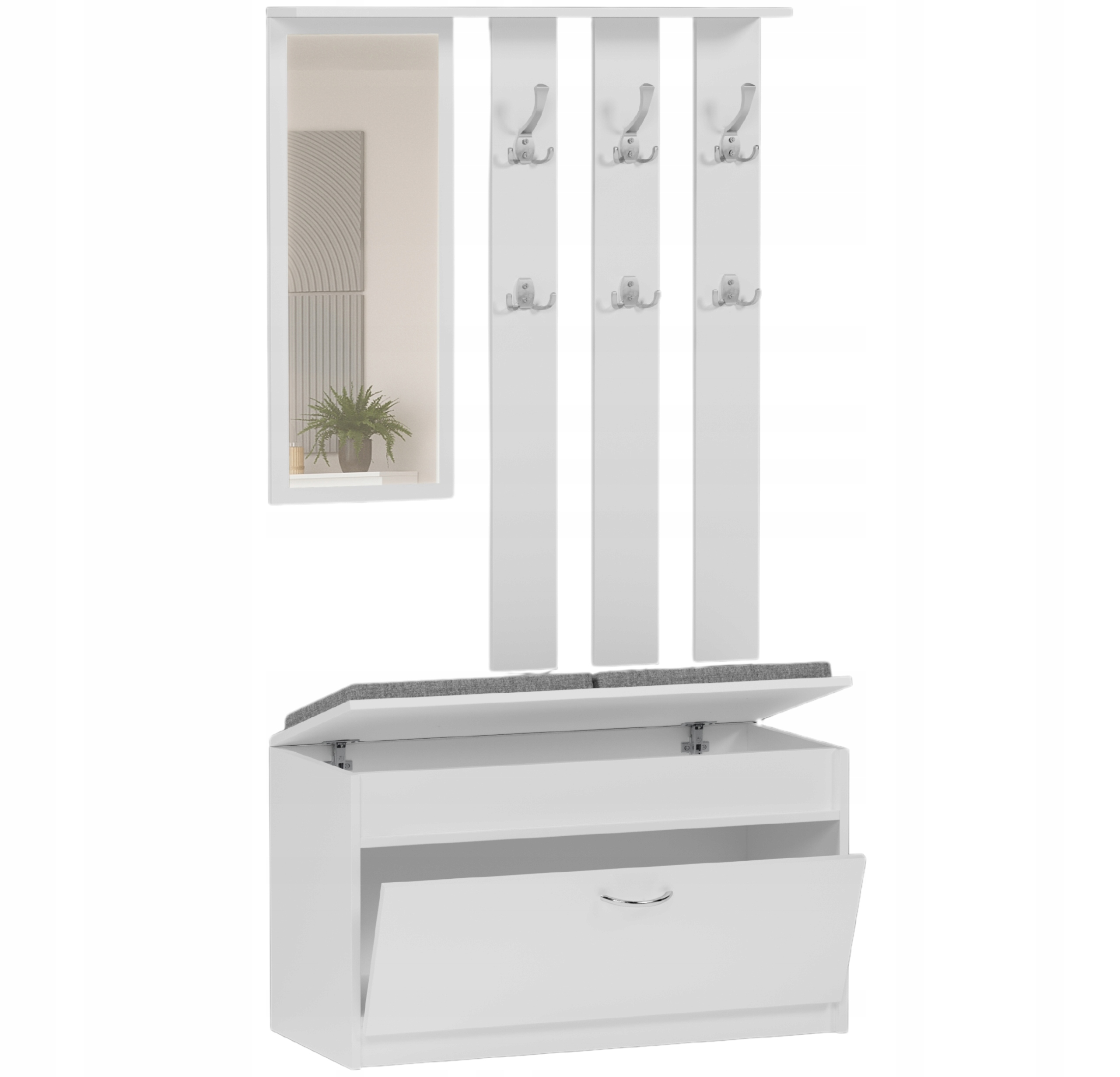 Garderoba wieszak szafka na buty lustro biała V-3 Producent