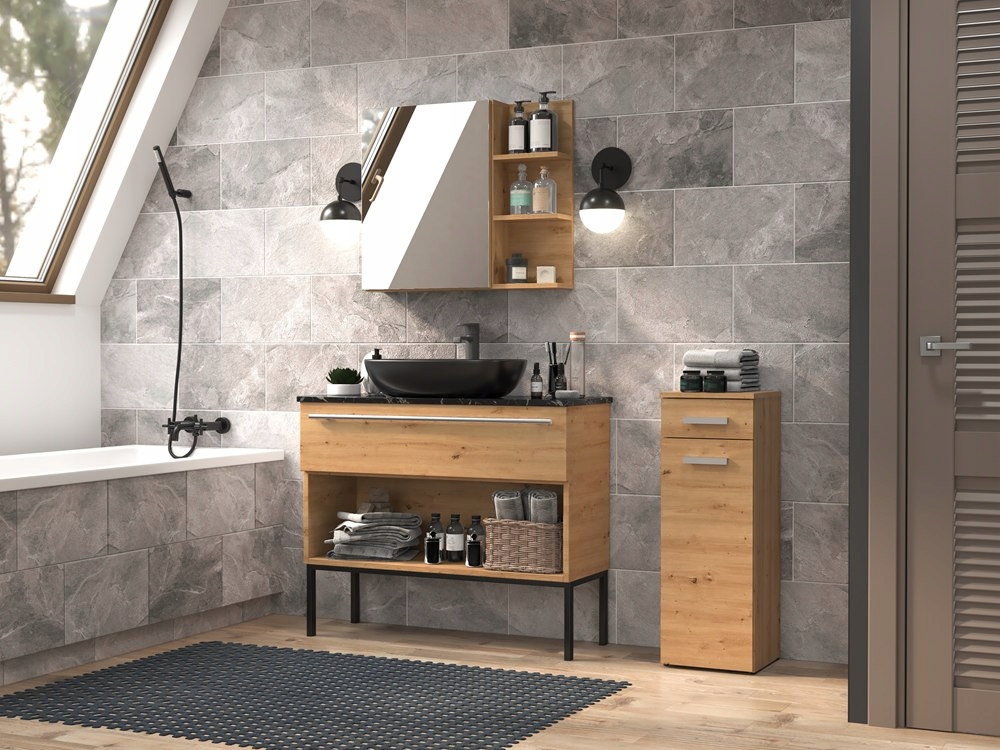 SZAFKA ŁAZIENKOWA REGAŁ PÓŁKI SZUFLADA SŁUPEK 30cm Wysokość mebla 85 cm