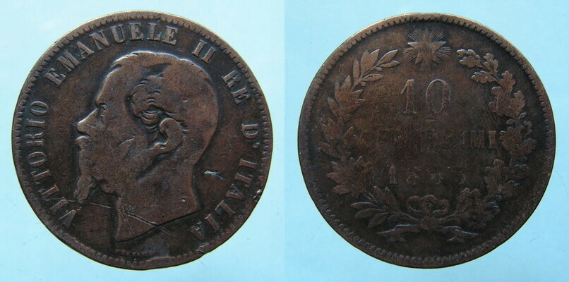 9415. WŁOCHY, 10 CENTESIMI, 1863, śr. 30mm