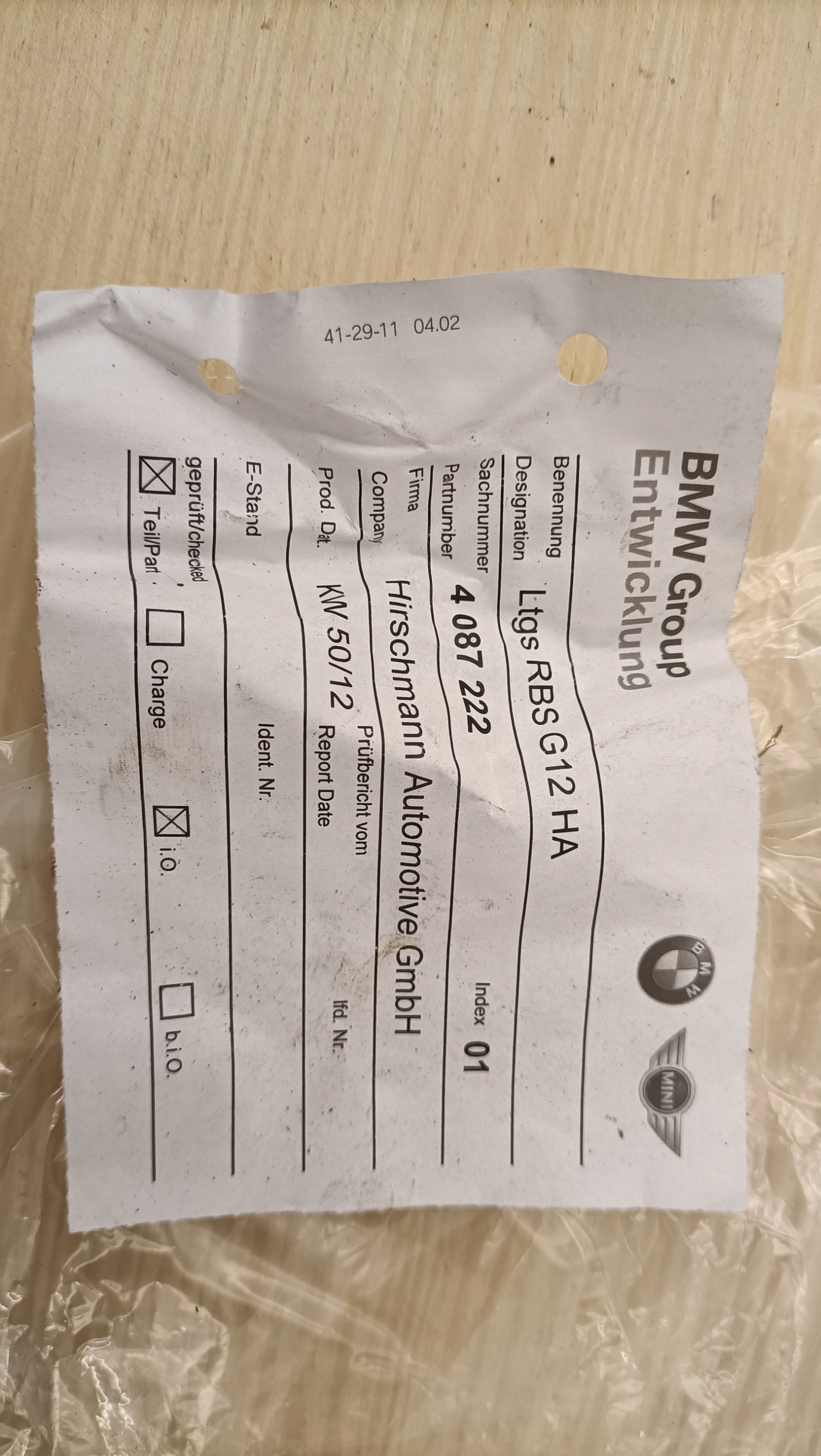 BMW 7 G12 sensor des stoßdämpfers schlauch kabelbaum 4087222 KA13/33