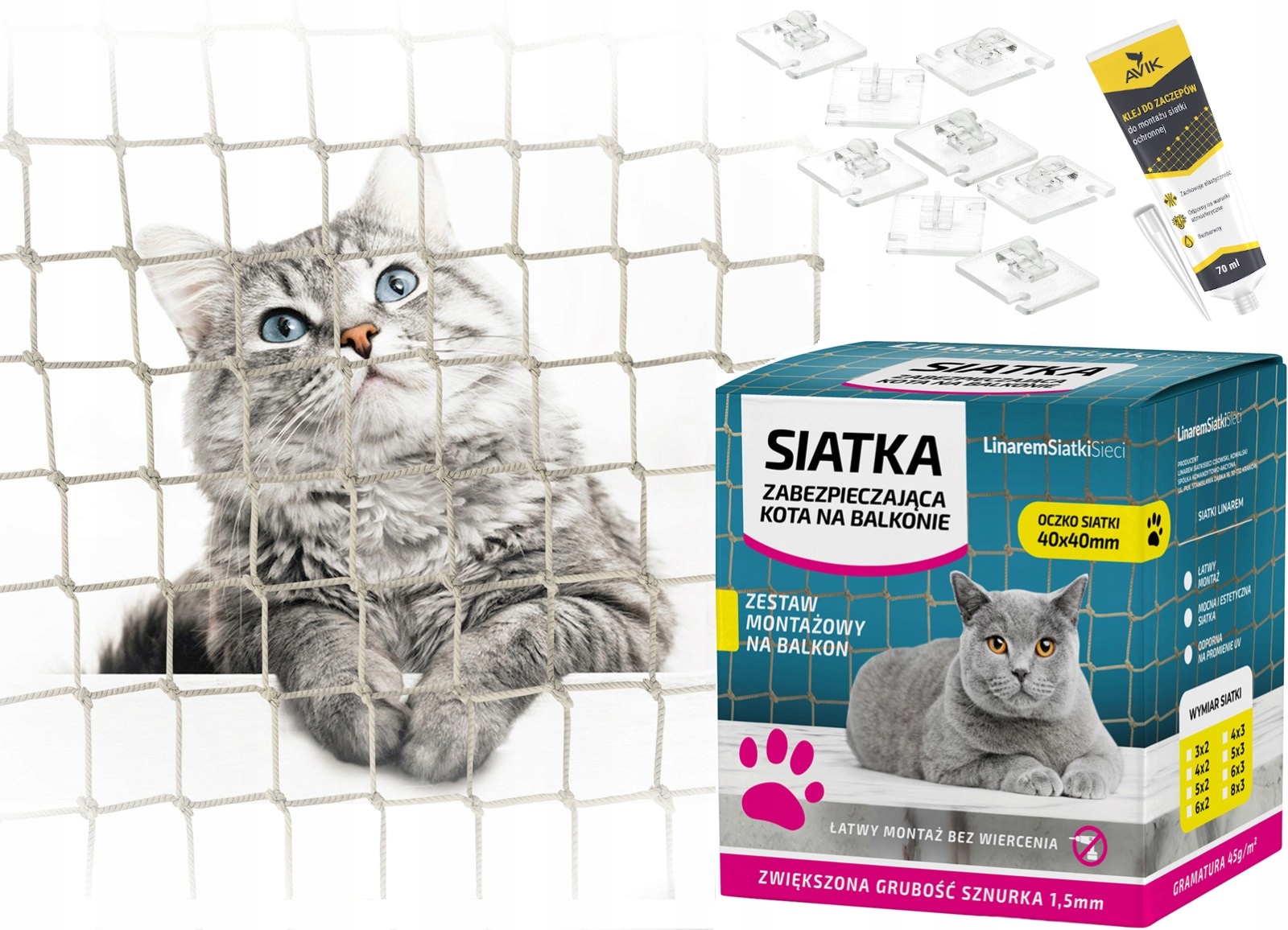 Levně Sada Premium Silná Síť Pro Kočky Na Balkon 5x3