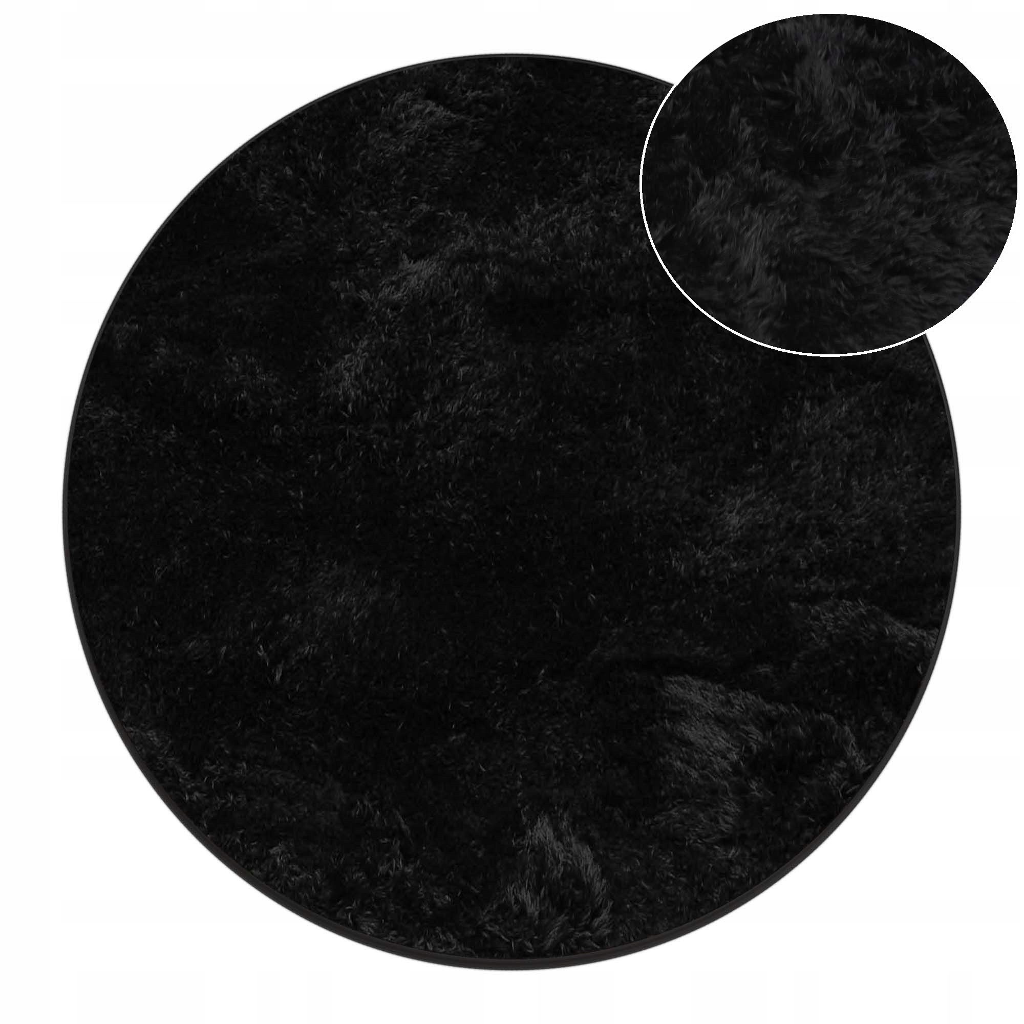 Koberec Plyšový kruh protiskluzový černý 160 cm