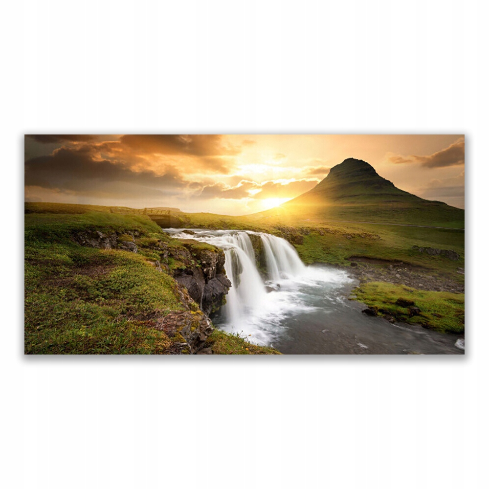 

Fotoobraz z nadrukiem 140x70 Góry Wodospad Natura
