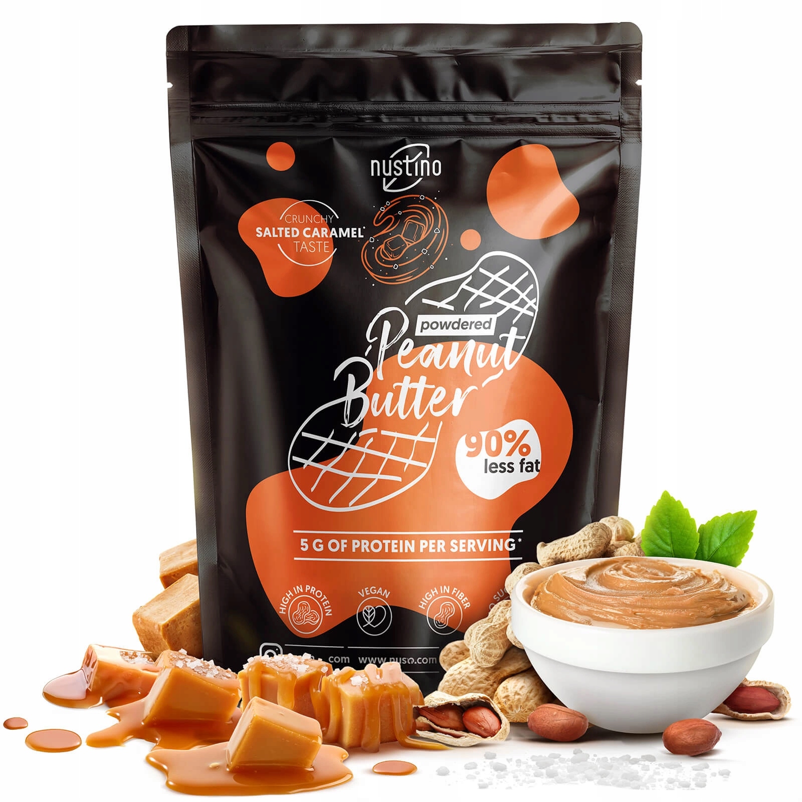 2x Nustino – Arašídový Krém v prášku – Slaný Karamel400 g
