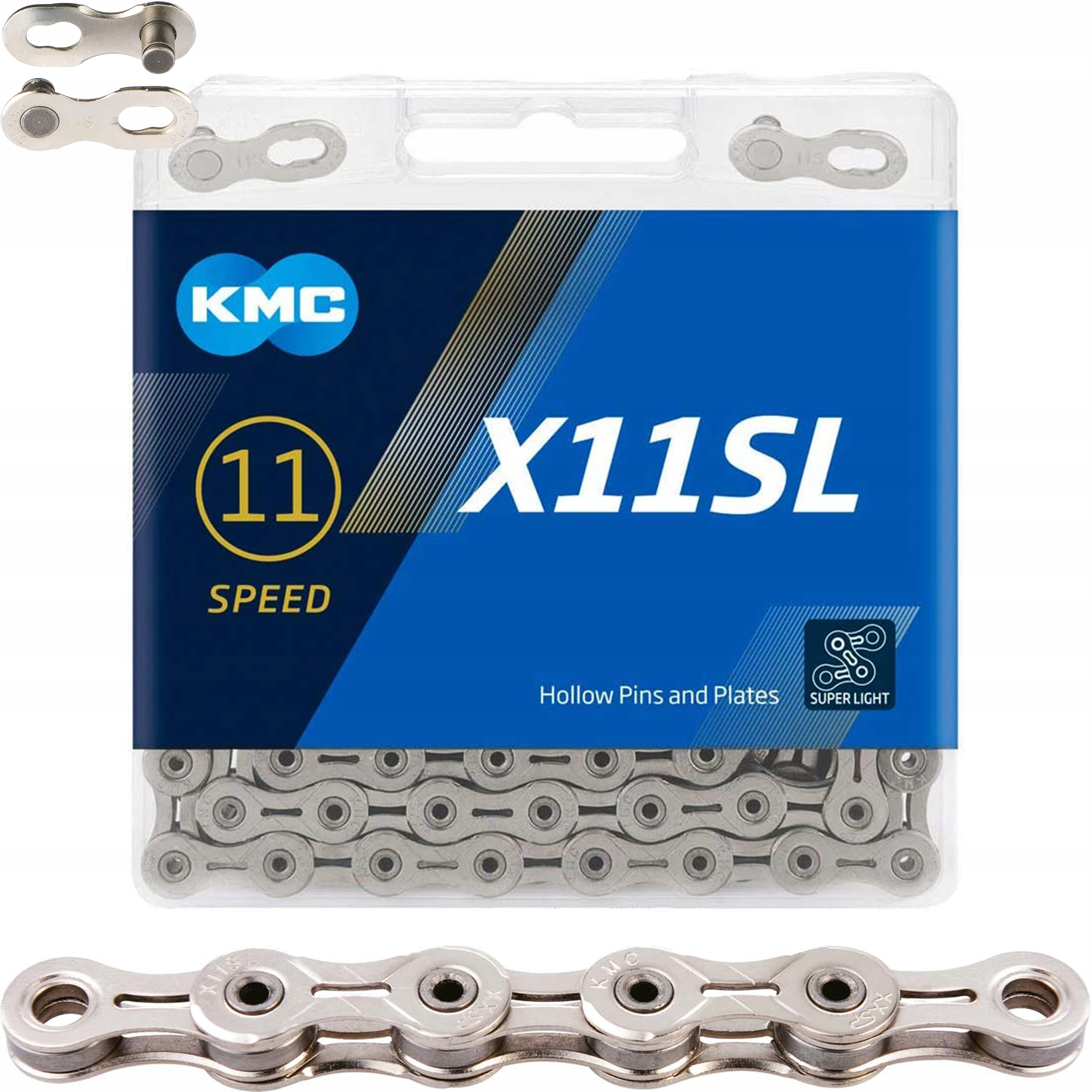 Łańcuch rowerowy Kmc X11SL 11s 118 og. Bardzo Lekki Spinka Box