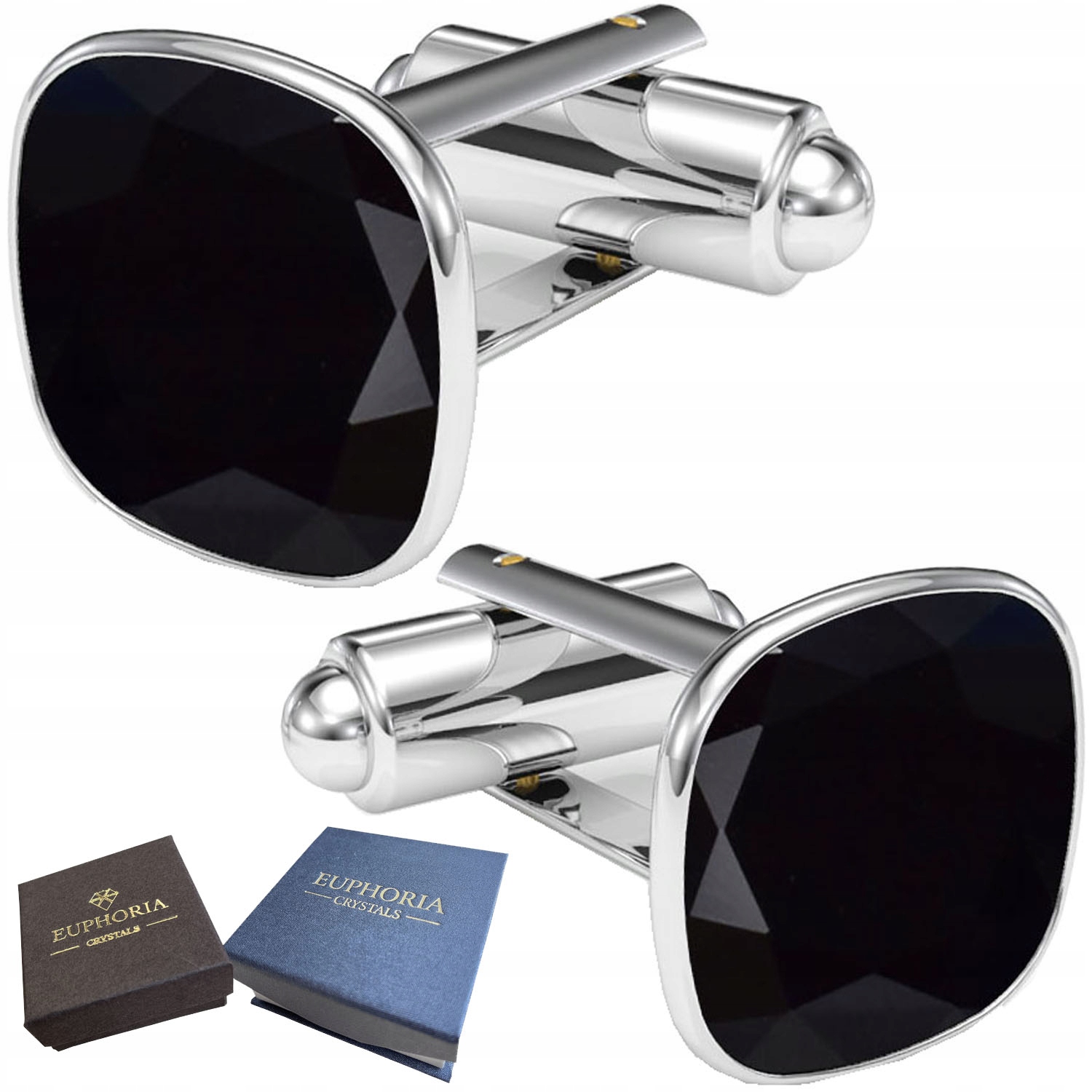 Stříbrné manžetové knoflíčky 925 Krystaly Dárek na Svatba pro muže