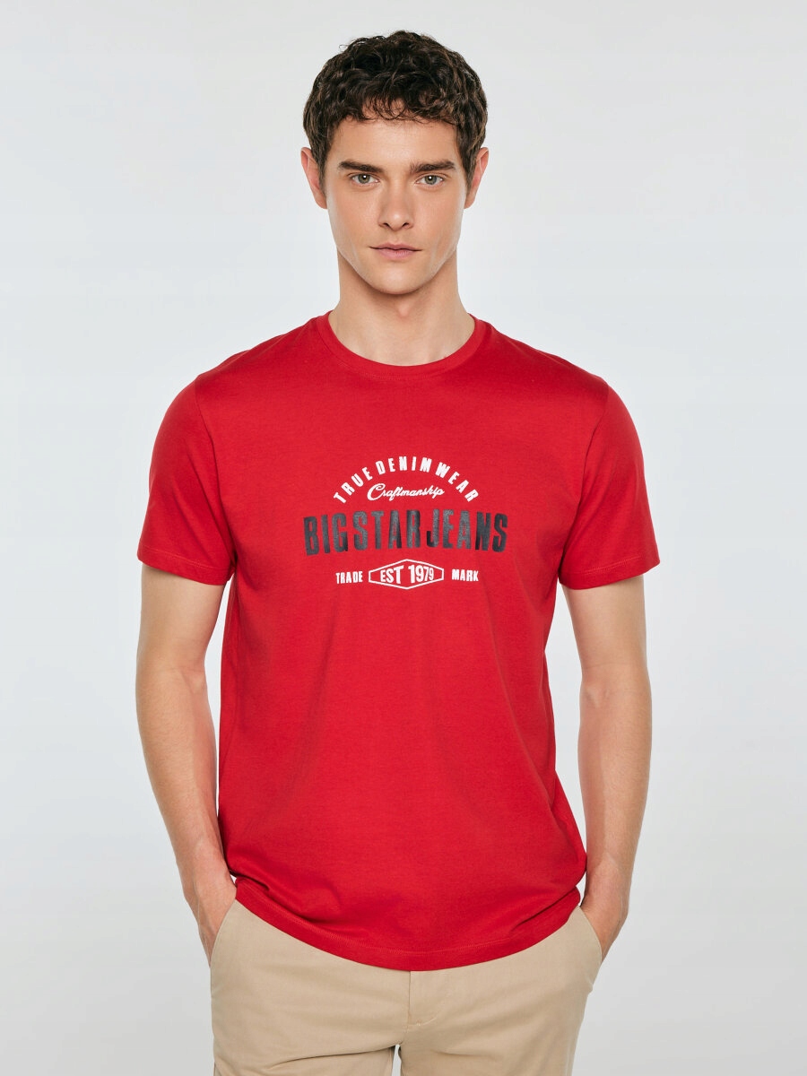 Big Star Tričko s kontrastním potiskem červené Sers 603 XL