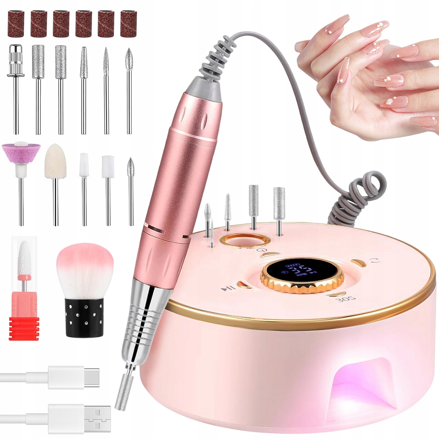 Bruska Na Nehty Manikúra Pedikúra 2 V 1 Sada Profesionálních Fréz