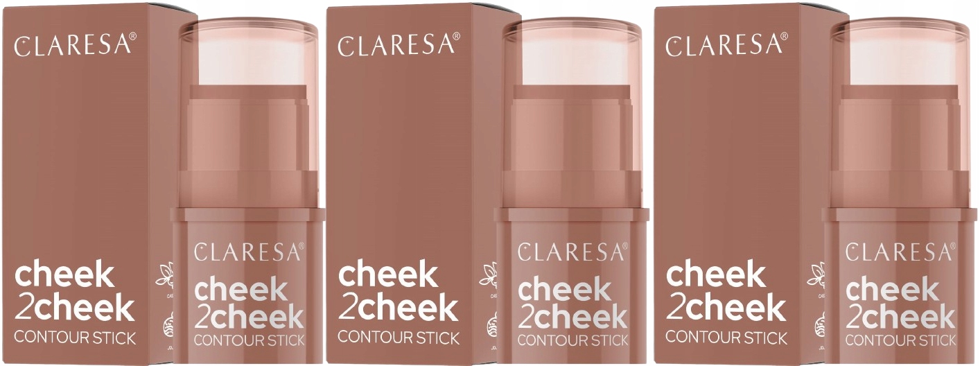 3 kusy Bronzer v tyčince Cheek 2 Cheek 02 Milk Claresa Krémová formule