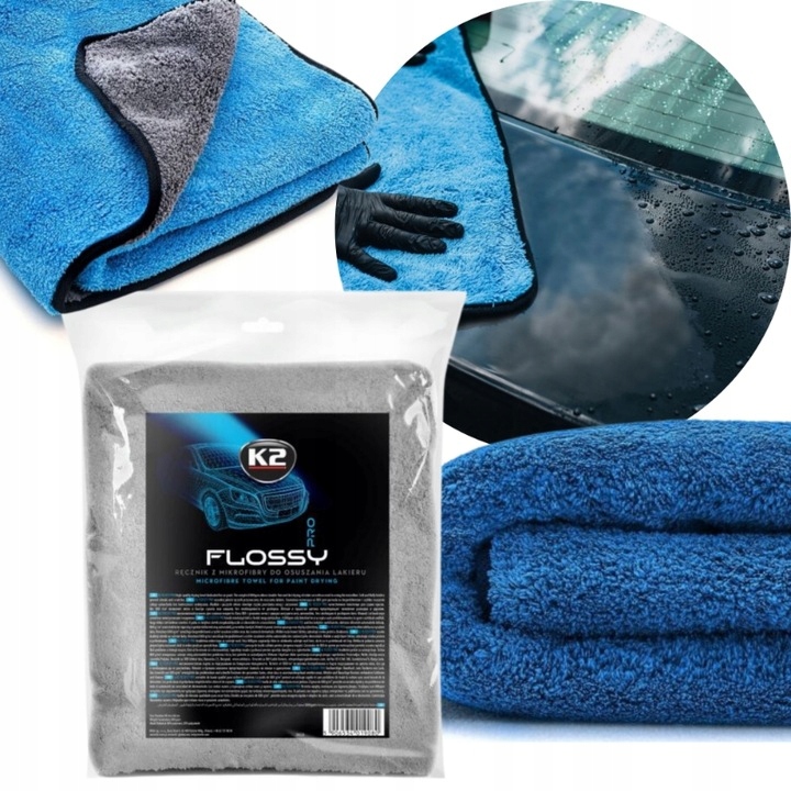 K2 Flossy Ręcznik Z Mikrofibry Do Mycia Osuszania Lakieru Samochodu Auta XL