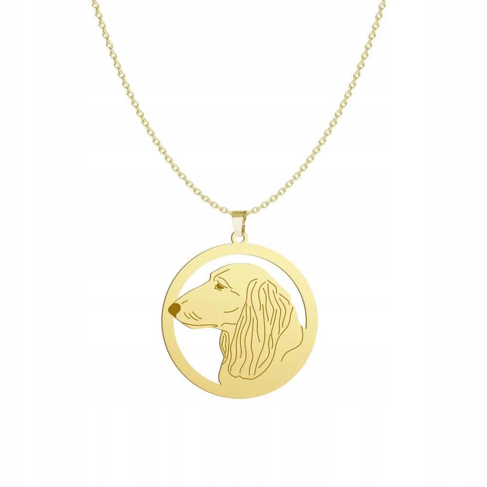 Zlatý náhrdelník s jezevčíkem dlouhosrstým 925 Žena Řetízek Gravírování Bonus