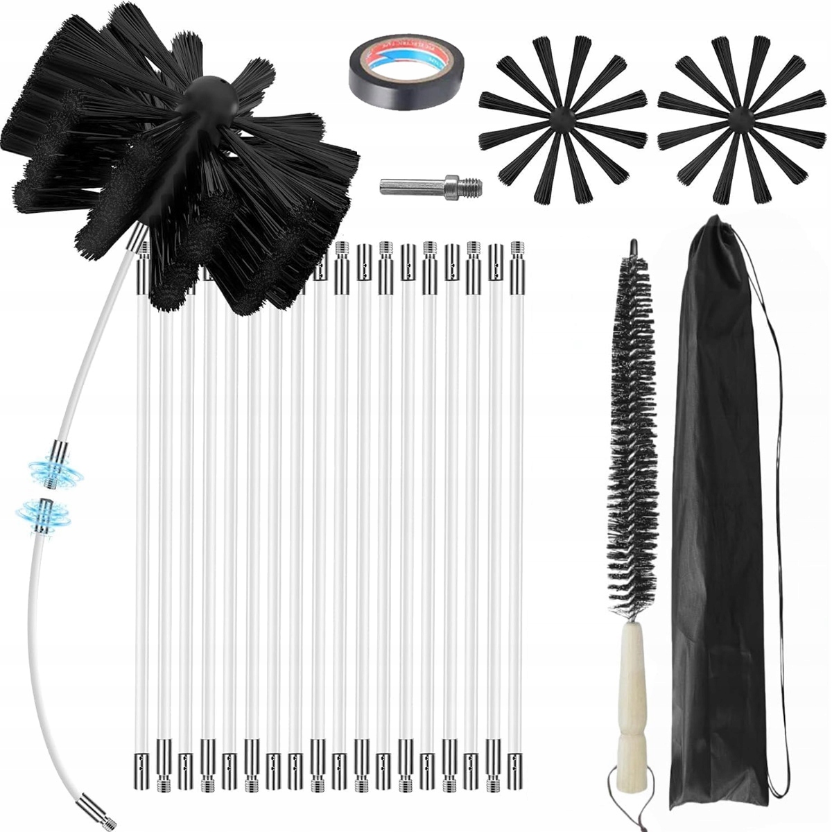 Zestaw Turbo Głowice Do Czyszczenia Komina Na Wiertarkę Cyklon