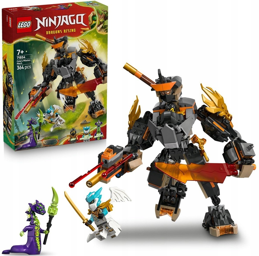 364 dílků stavebnice Lego Ninjago Mech speciální Cole Zane v dračí zbroji 71854