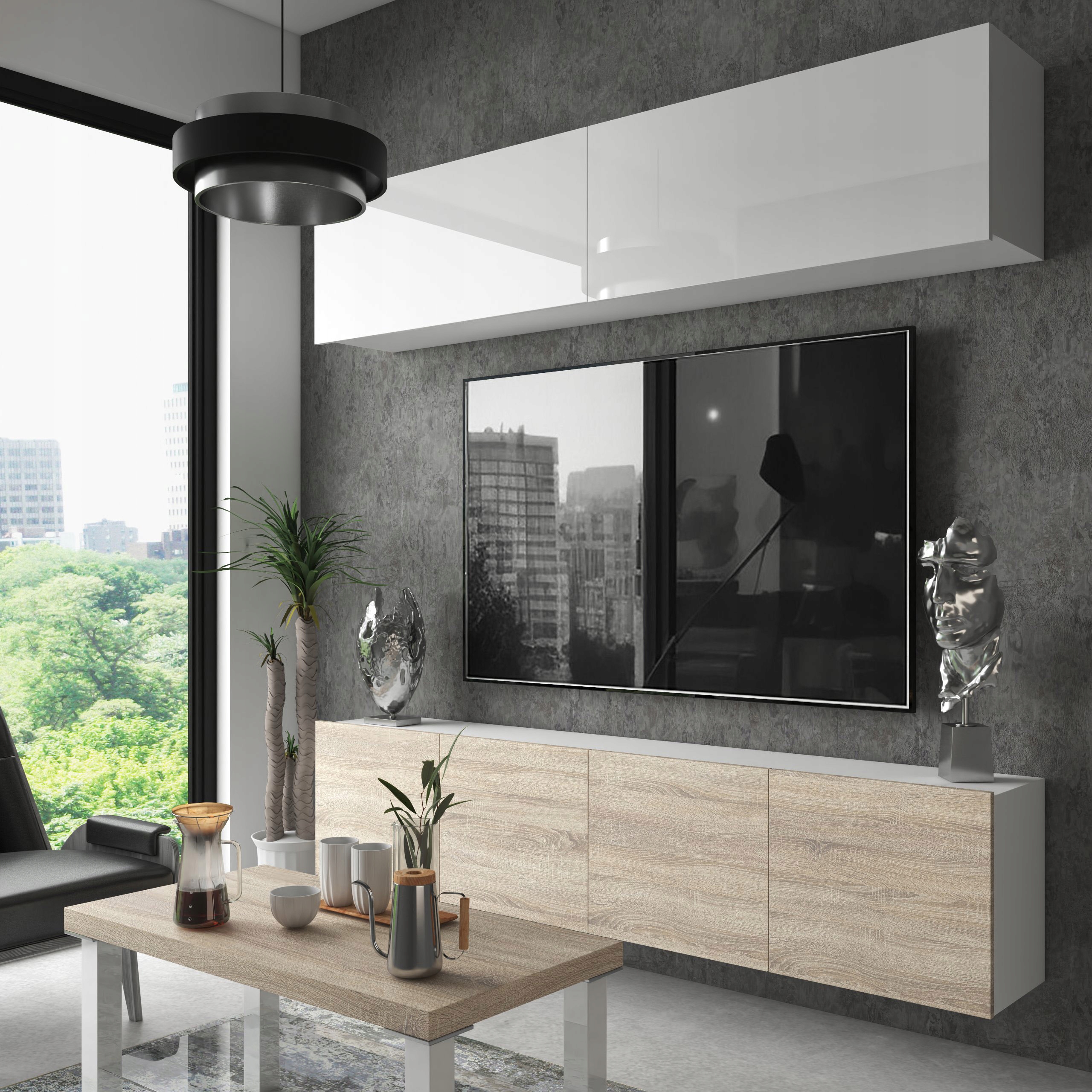 Meblościanka biała Meble Pokojowe do salonu pokoju Montaż meble do samodzielnego montażu