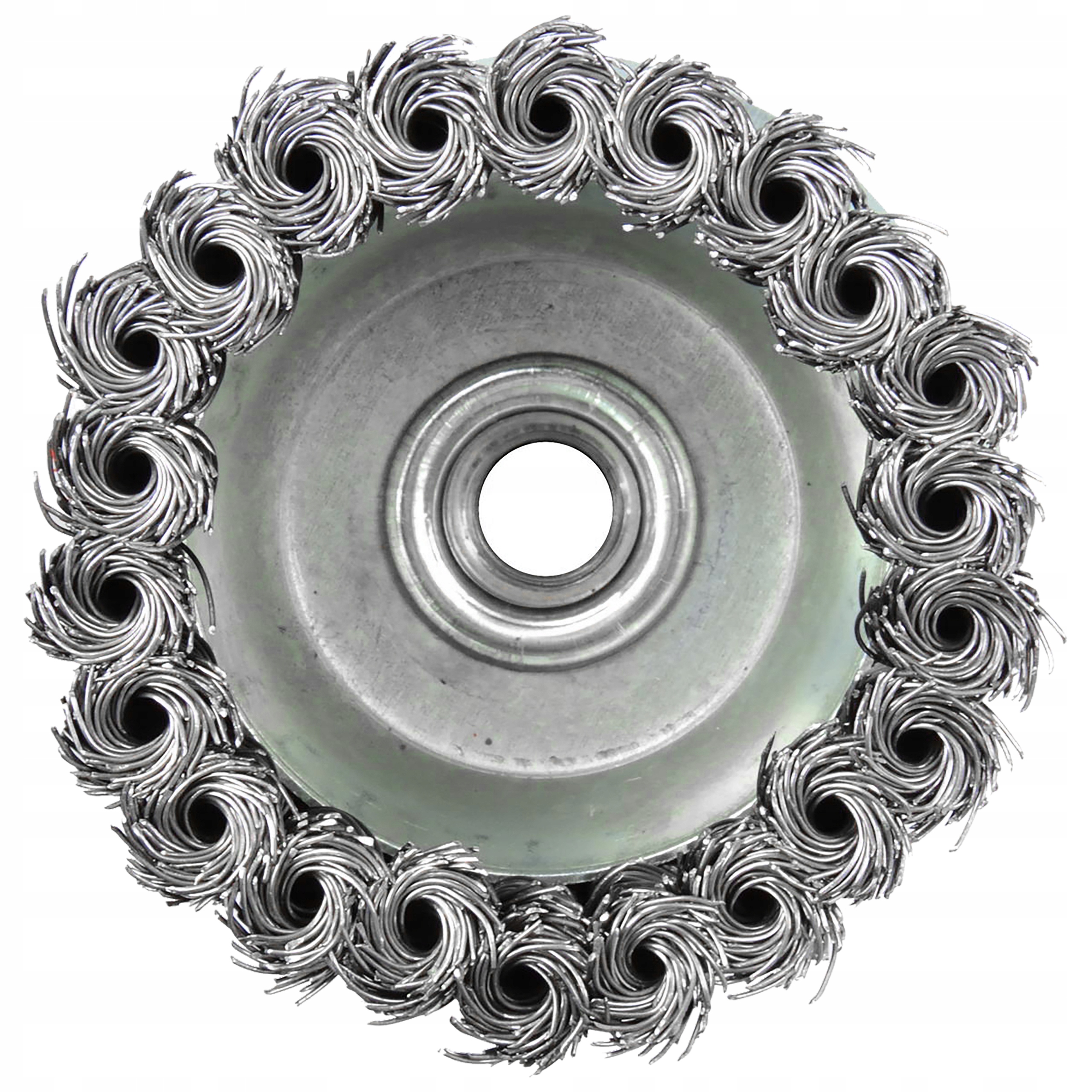 SZCZOTKA DRUCIANA DOCZOŁOWA PLECIONA 100mm M14 DO SZLIFIERKI KĄTÓWKI OPASKA Marka Geko