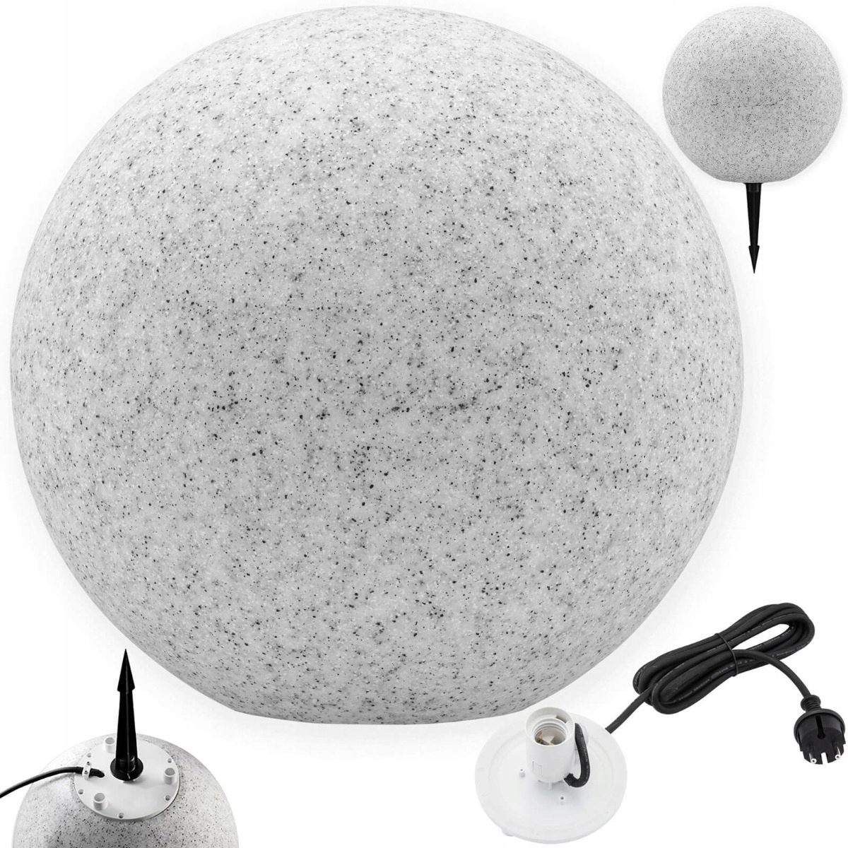 

Lampa Kula Ogrodowa 40CM Kamienna Naziemna Led E27