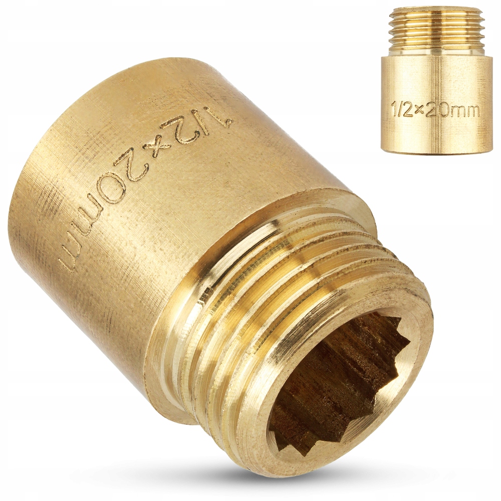 

Złączka mosiężna przedłużka 1/2'' 20 mm mosiądz