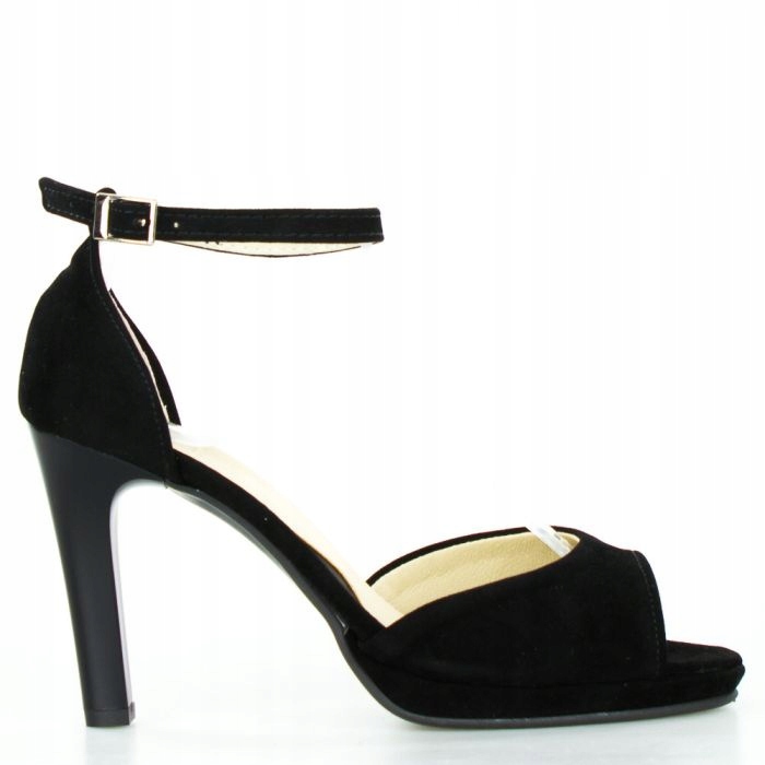 Černé Podpatkové Sandály Na Semišovém Podpatku 37