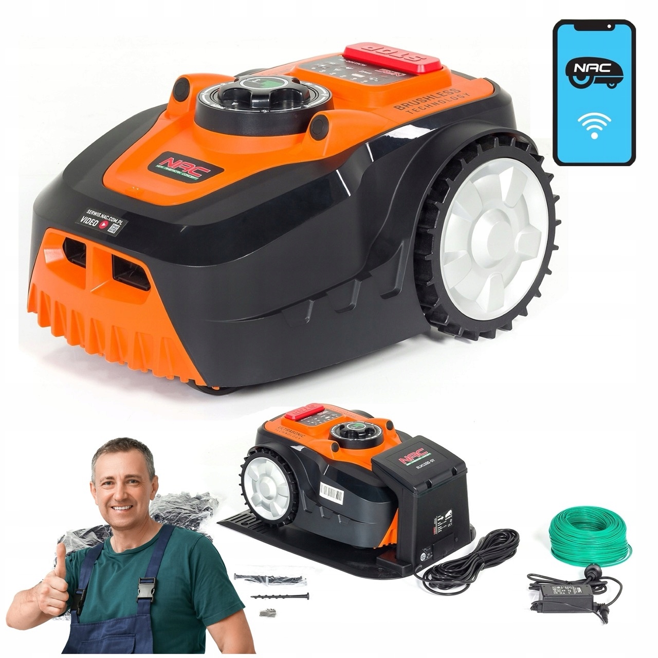 Robotická Kosačka Nac Automatická Kosačka 5 Senzorov Aplikácia 1500 M2 18 CM