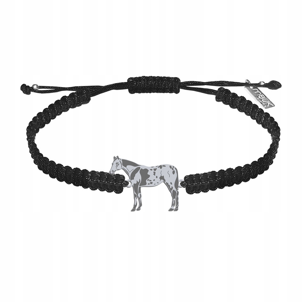 Stříbrný náramek s koněm Appaloosa 925 Makramé Dárek Šperky Gravírování
