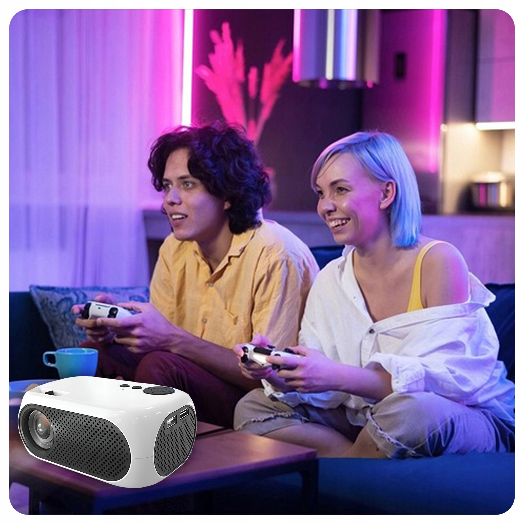 PROJEKTOR RZUTNIK FULLHD MULTIMEDIALNY SMART TV PRZENOŚNY USB HDMI MICROSD Wysokość produktu 5 cm