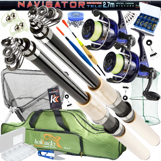 РЫБОЛОВНЫЙ НАБОР ПОПЛАВОК ГРУНТ 2,7 М УДОЧКА 25 ШТ АКСЕССУАРЫ ВСЕ ХОККАЙДО