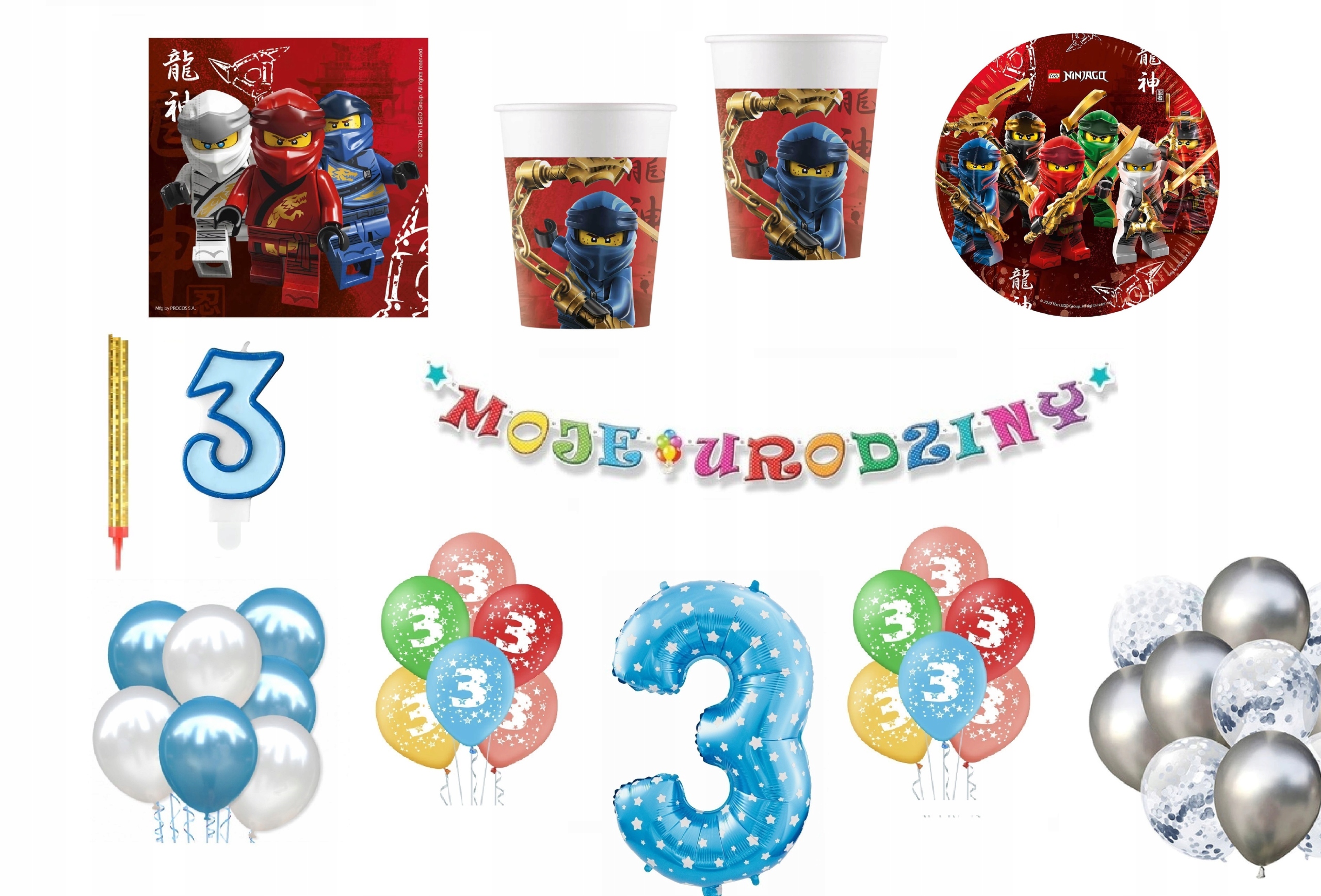 

Zestaw Lego Ninjago 3 Urodziny Balony