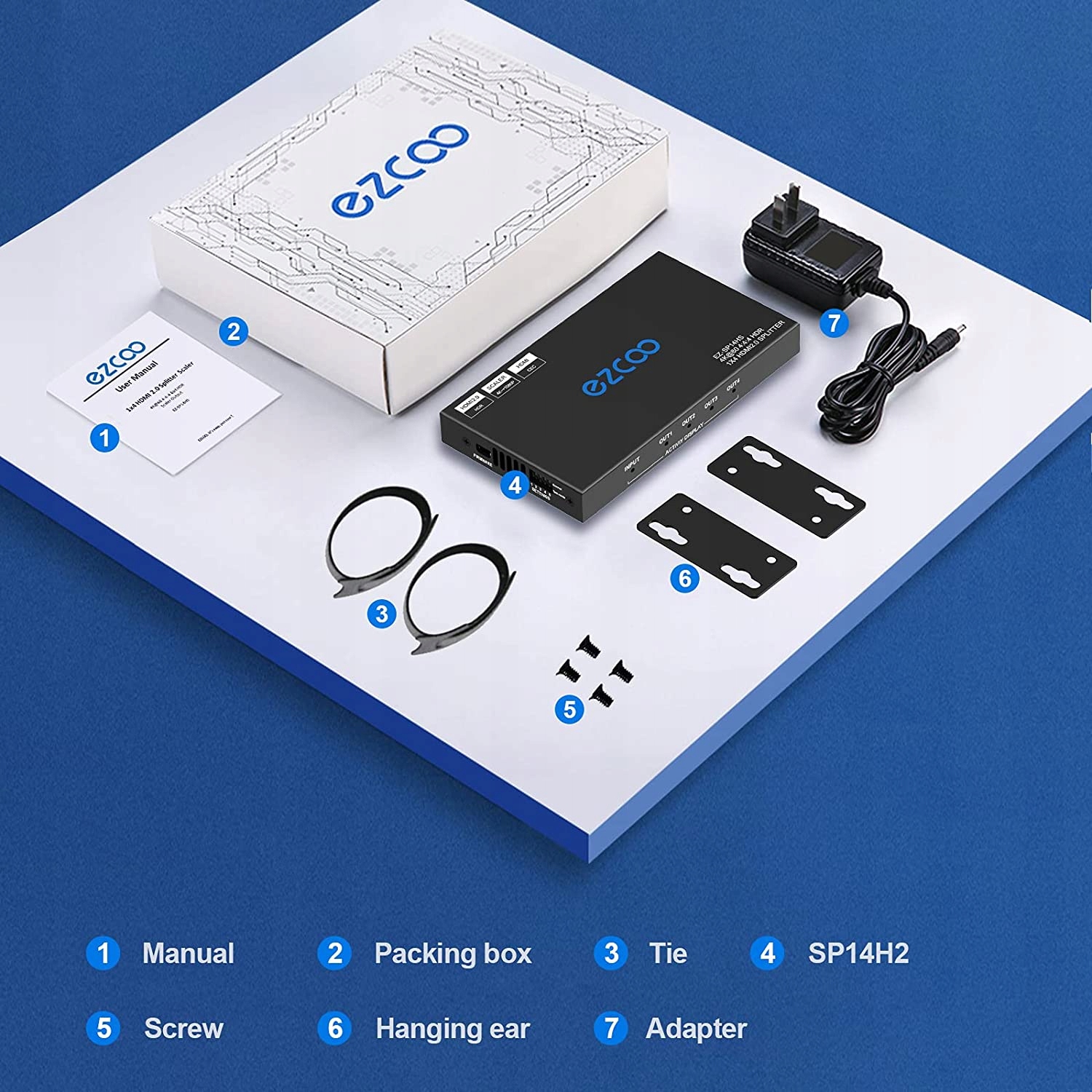 Rozdzielacz HDMI Ezcoo EZ-SP14HS HDR Dolby Vision HDCP2.2 4K 1080P EDID CEC Model EZ-SP14HS