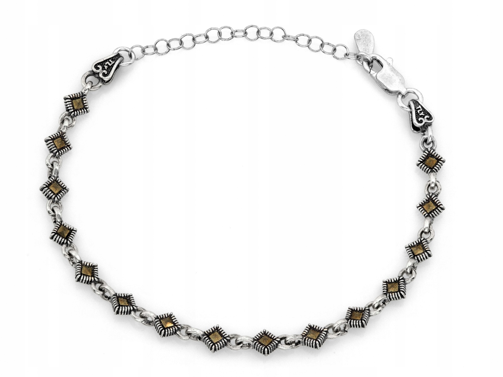 Stříbrný dámský náramek 925 malé Čtverce markýzy elegantní pro ni