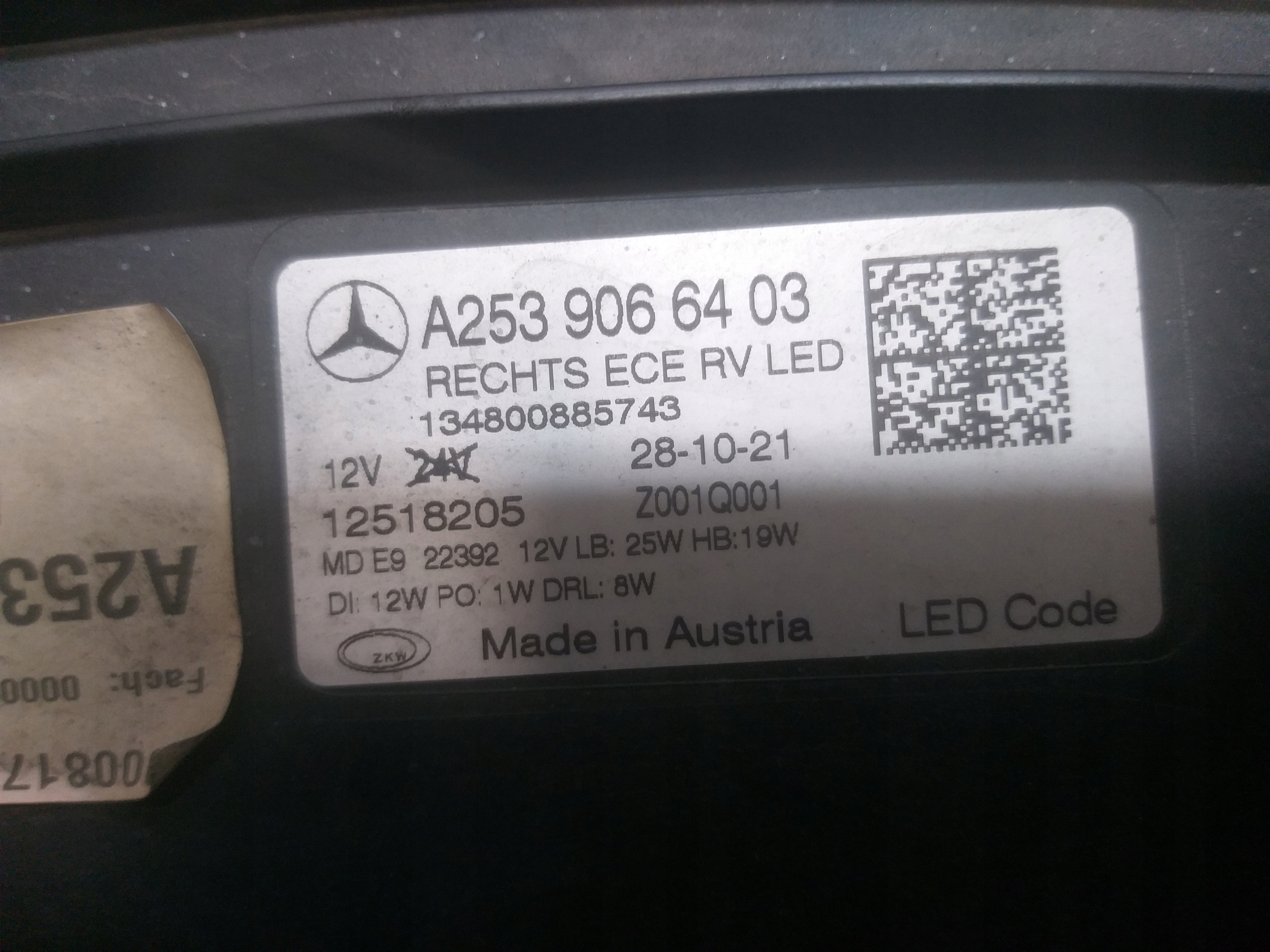 light front right MERCEDES GLC LIFT W253 FULL LED HP A2539066403