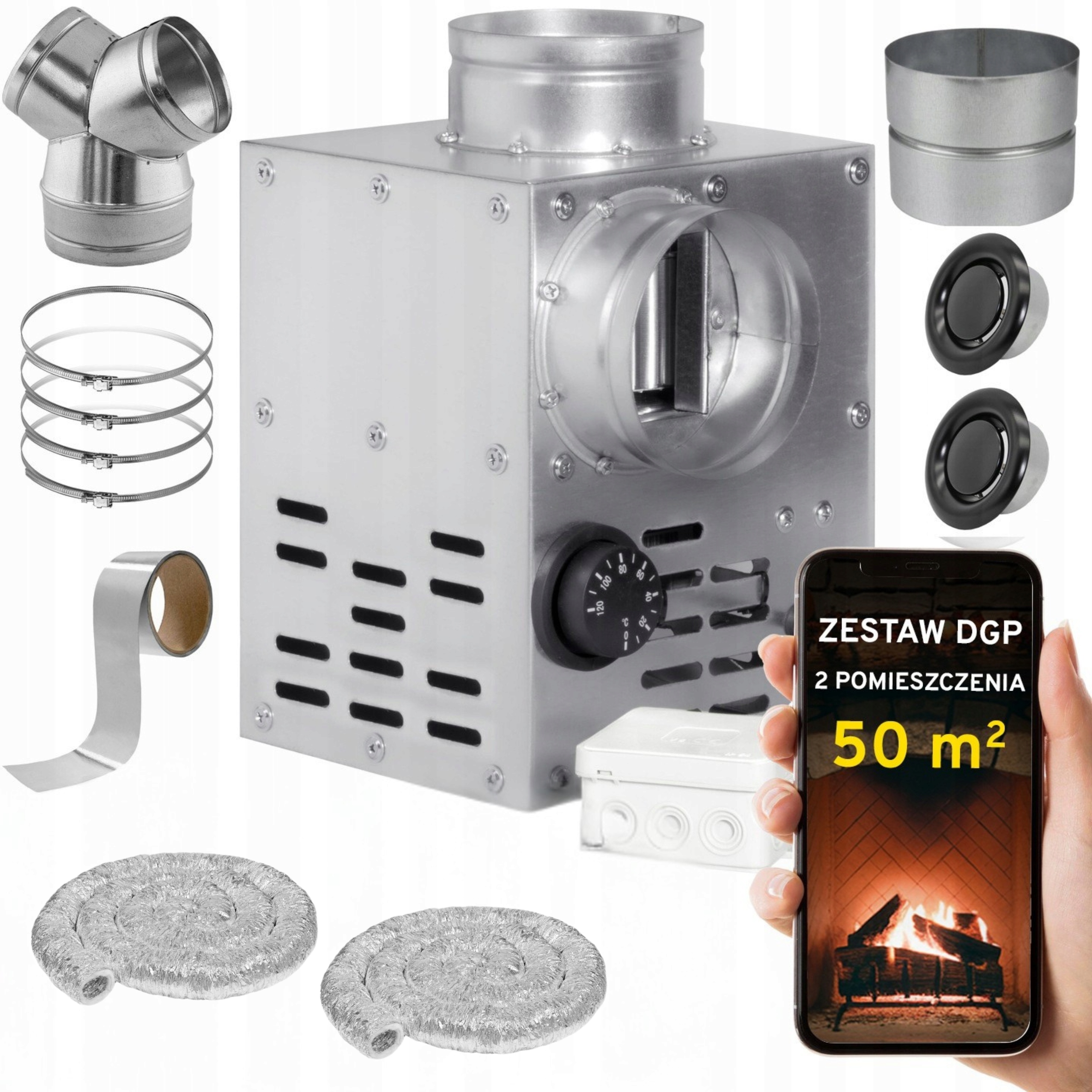 Komínová Turbína Ventilátor Komínový Set Dgp 2 miestnosti 50 m2