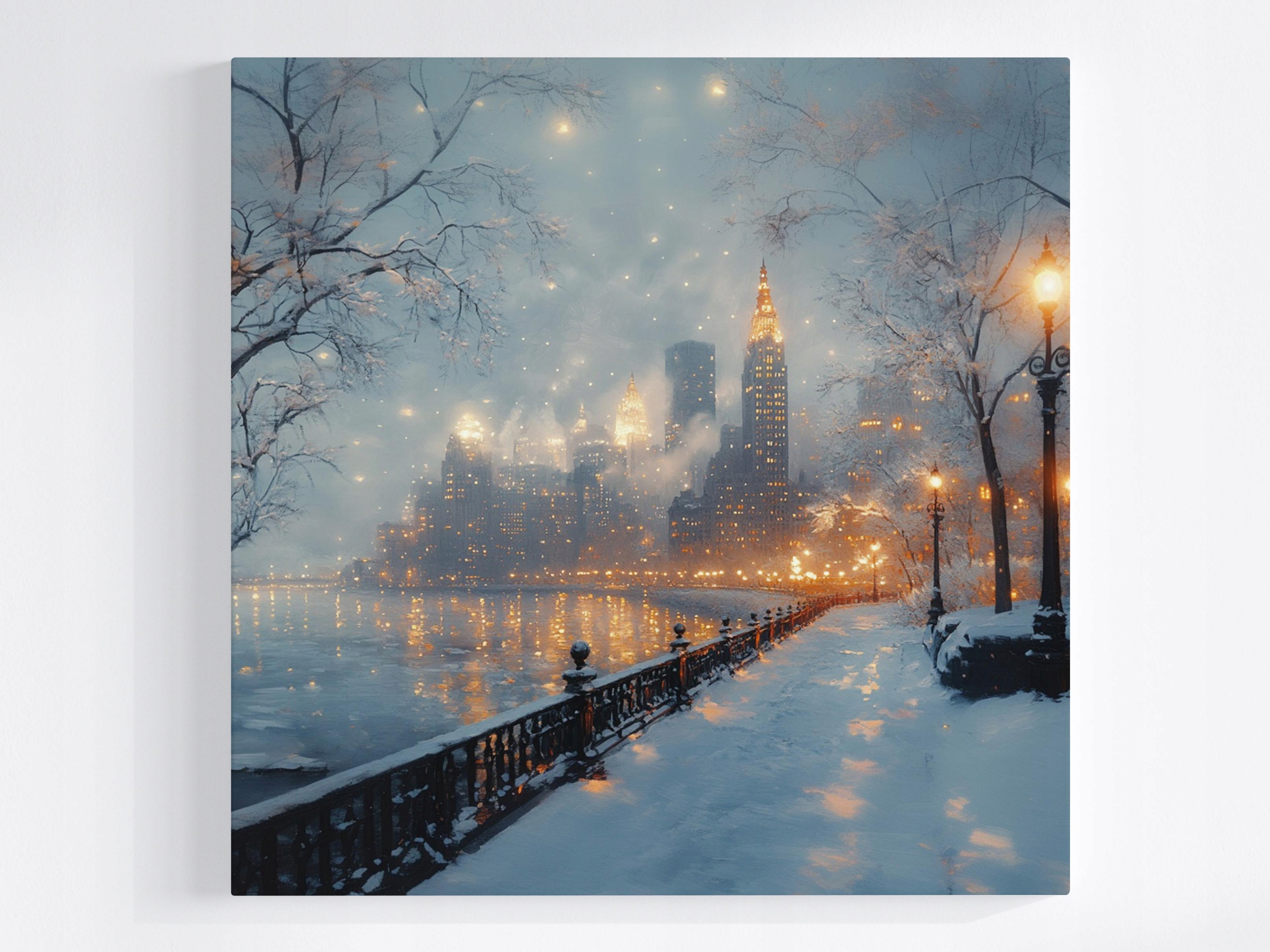 Obraz Na Plátně Canvas New York Zima Manhattan Noc Sníh Usa Nyc 80x80