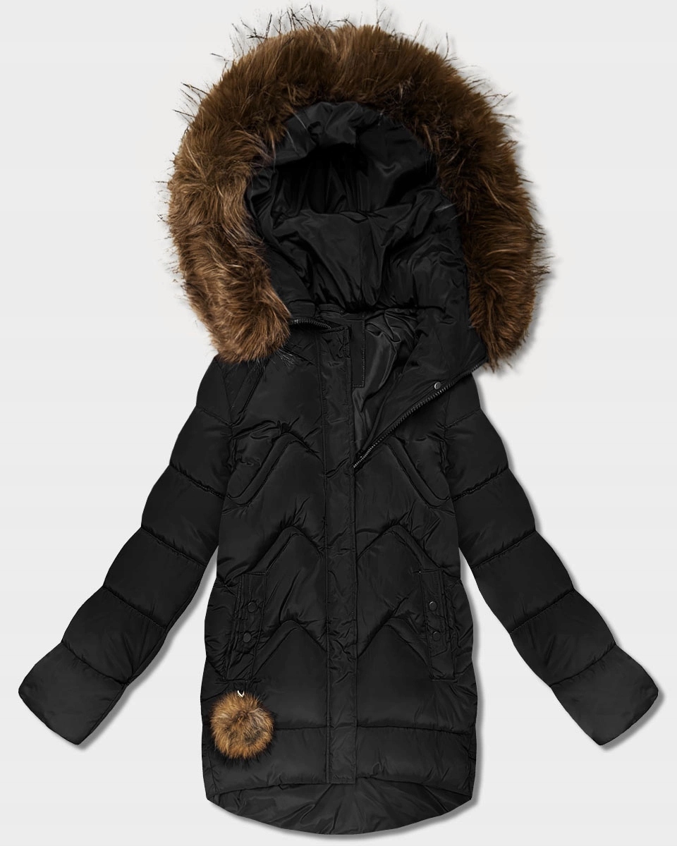 Zimní Bunda Kapuce KK60588 Černá M (38)