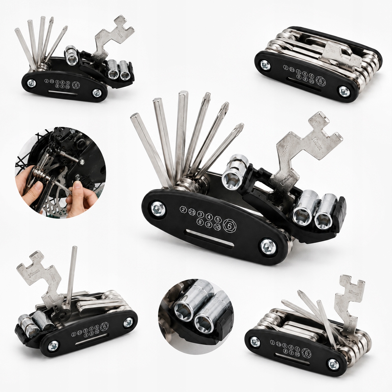 Zestaw kluczy rowerowych, narzędzi 16w1 multitool, imbusowe wielofunkcyjne